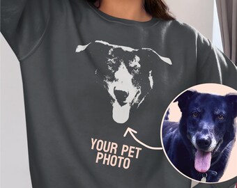 Custom Dog Sweatshirt, Your Pet Photo Comfort Colors Custom Pet Shirt for Dog Lover Gift, Dog Face Shirt Personalized Gift, Custom Cat Shirt