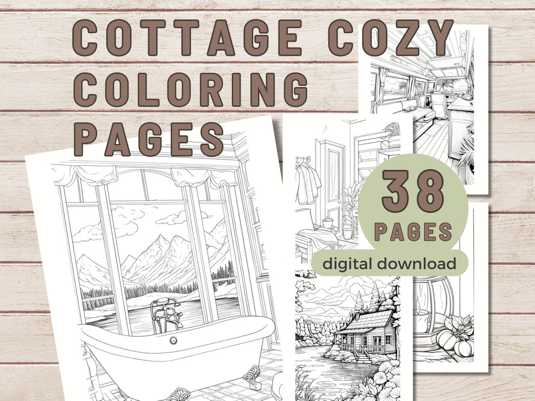 Cottage Cozy Coloring Pages for Adults 38 Cozy Illustrations - Etsy