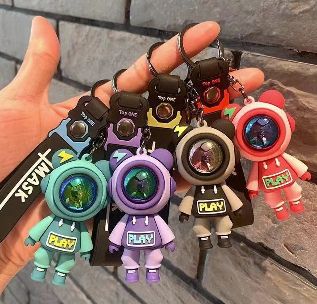 Cartoon Bear Keychain Cute Astronaut Bear Rabbit Couple Keyring Car ...