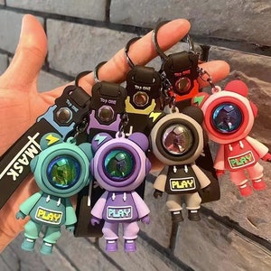 Oso de dibujos animados llavero lindo astronauta oso conejo pareja llavero coche llavero bolso encanto colgante Accesorios