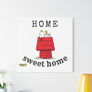 Home Sweet Home Snoopy Canvas Art, Wall Decor for Dog Lovers, Housewarming Gift, Cartoon Artwork, Kid&#39;s Room Decoration