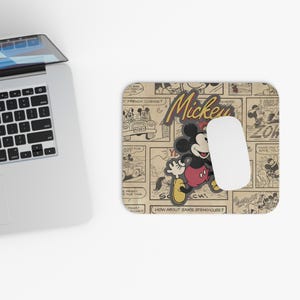 Vintage Mickey Mouse Mouse Pad, Retro Desk Accessory, Disney Fan Gift, Comic Style Office Decor, Birthday Present