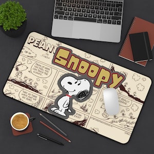 Snoopy Desk Mat Fun Workspace Accessory, Perfect for School, Office Decor, Gift for Peanuts Fans, Office Supplies, Comic Art
