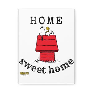 Home Sweet Home Snoopy Canvas Art, Wall Decor for Dog Lovers, Housewarming Gift, Cartoon Artwork, Kid's Room Decoration