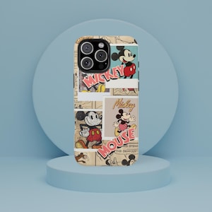 Fundas rígidas vintage de Mickey Mouse: adorables fundas de dibujos animados, productos de Disney, regalo divertido para niños y fans, estilo retro.
