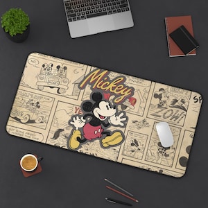 Mickey Mouse Desk Mat, Vintage Cartoon Desk Pad, Cute Mouse Mat for Home Office, Gift for Disney Fans, Kids Room Decor