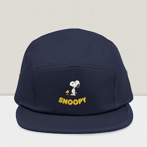 Snoopy Embroidered 5 Panel Cap | Casual Streetwear Hat, Gift for Peanuts Fans, Summer Accessory, Unisex Cap, Outdoor Wear