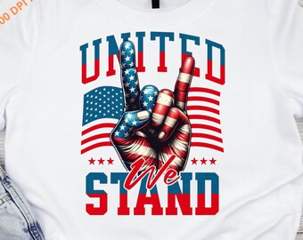 United We Stand Shirt, Patriotic Hand American Flag Tee, USA Pride Independence Day Apparel