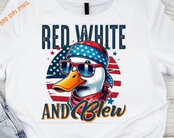 Patriotic Duck Shirt, Red White And Blew Fourth of July Tee