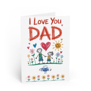 Tarjeta de felicitación del Día del Padre personalizada "Te amo papá", hecha a mano, emotiva y linda tarjeta para regalar a papá.