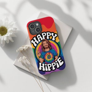 Phone Case, Colorful Tie-Dye 60s Vibes, Peace Sign, iPhone & Samsung Case, Retro Groovy Hippie Art, Protective Cover