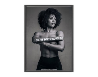 powerment Message Art, retrato feminista atrevido, arte de pared en blanco y negro