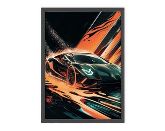 Speed Demon – Moderner Auto-Kunstdruck in feurigen Farben für Automobil-Enthusiasten und zeitgenössische Räume