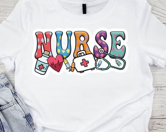 Sticker infirmière : clipart médical coloré PNG (téléchargement numérique)