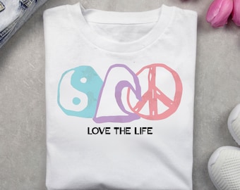 Love The Life PNG, Boho Peace Love Yin Yang SVG, Retro Graphic (Digital Download)