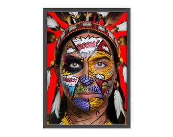 Native American Pop Art Canvas Bunt Comic-Stil Häuptling Portrait für Bold Home Decor