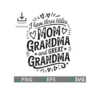 Moeder overgrootmoeder SVG | Moederdag 3 generaties familiecitaat | Cricut silhouet gesneden bestand | Cadeau-SVG