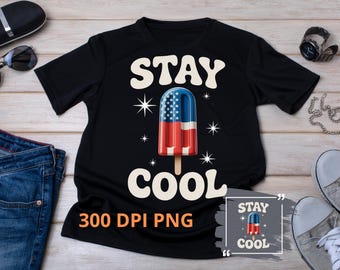 Retro 4th of July Popsicle PNG: Patriotic Sublimation Design (4000x4000 px)