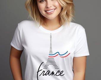Eiffel Tower PNG: Paris Travel, French Flag Design (Digital Download)