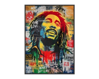 Toile Bob Marley Urban Reggae Legend - Inspiration Banksy - Légende de la musique, reggae