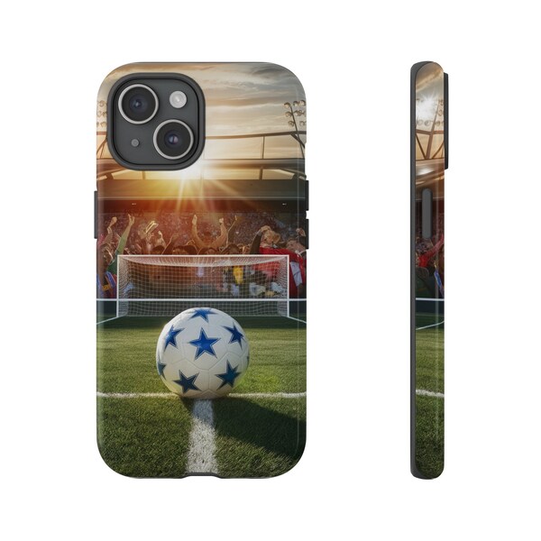 Classic Match Day Soccer Ball Phone Case for iPhone - Exciting Stadium Scene Cover