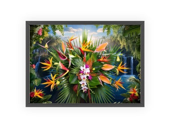 Impression sur toile oasis luxuriante - Art mural de plantes tropicales exotiques pour une ambiance relaxante dans la maison