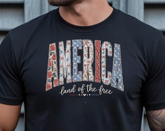 America Land of the Free Patriotic Floral PNG (Digital Download)