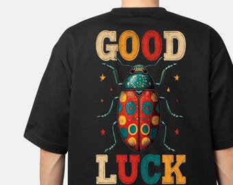 Good Luck PNG, Colorful Ladybug Sublimation Design for Creative Projects
