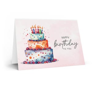 Alles Gute zum Geburtstag Grußkarte, Festliche Geburtstagskarte für Freunde, Buntes Kuchen Design, Perfekt für Feiern, Handgemachte Karte