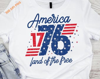 America 1776 Land of the Free Distressed USA Flag Shirt