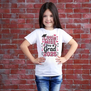 Little Miss Pre-K Grad 2025 PNG, Pink Glitter Graduation Girl Design, Preschool Graduation Shirt, Cricut Cut File, Digital Download