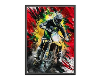 Póster de acción dinámica de motocross - Arte de pared vibrante para deportes extremos