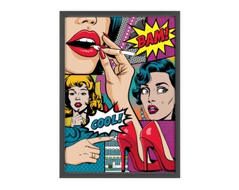 Pop Art Glam Canvas Print - Dynamic Women in Comic Style, Ideal for Modern Home or Office Decor