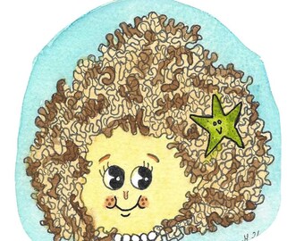 Cauliflower mushroom- Sparassis crispa, illustration