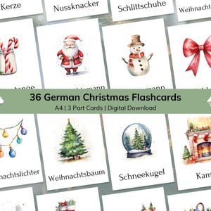 Deutsch Weihnachten Vokabeln für Kinder, druckbare 3-teilige Nomenklatur Kleinkind Karteikarten, Deutschland Weihnachten Vokabeln Namenlernen
