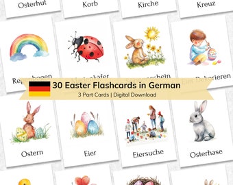 German Easter Flashcards: Montessori 3-Part Cards (Digital Download)