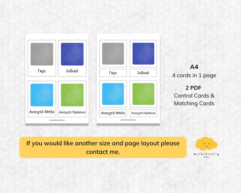 Greek Color Flashcards: Montessori Learning (digital Download) - Etsy