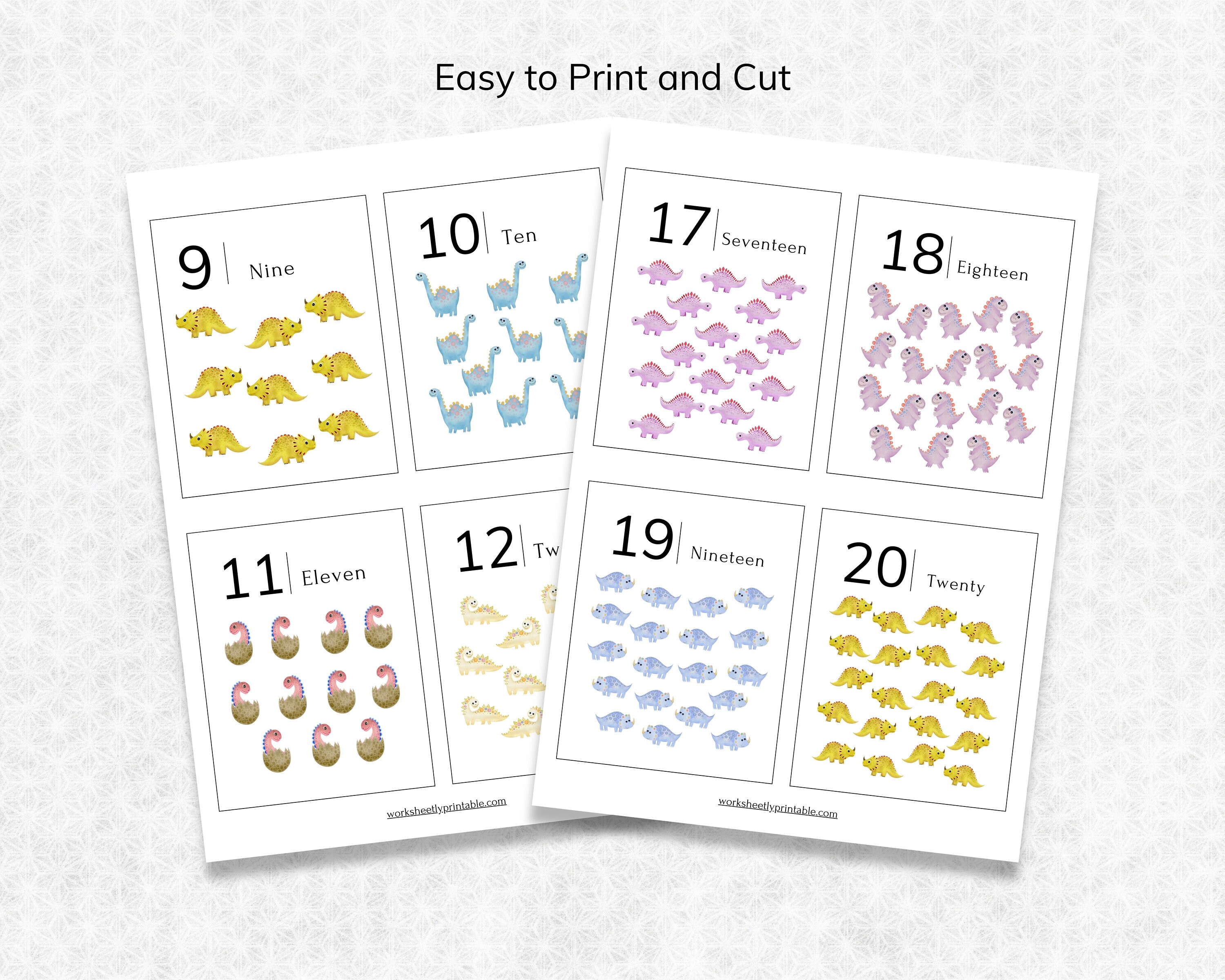 Dinosaur Number Flashcards 1-20: Montessori Counting Cards (digital ...