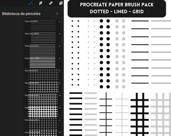 12 Pattern Brushes Pack for Procreate, Lined Brushes Set, Grid Brushes Set, Dotted Brushes Set, Stamps for Procreate, Bullet Journal Stamps