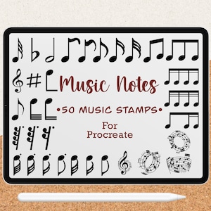 50 Music Notes Procreate Stamp Brushes, Music Stamps, Music Brush Set, Procreate Brush Pack, Music Band Bundle Brushes, Procreate Music Icon