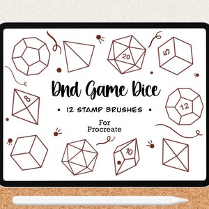 12 Procreate Dice Stamps, Procreate DND Stamps, Procreate Dice Brushes, Procreate DND Brushes, Procreate Game Dice Stamps, Procreate Brushes