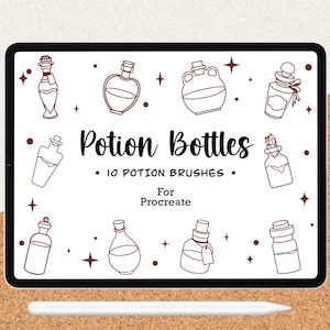 10 Potion Bottle Stamps for Procreate, Magic Brushes, Witch Brushes, Potion Bottle Brushes Set, Stamps for Procreate, Magic Stamps Procreate