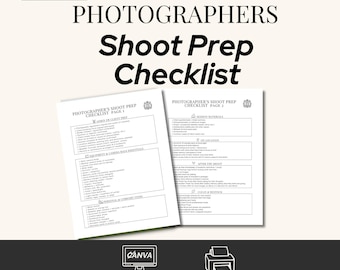 Photography Checklist Template Digital Instant Download and Print Shot List  Session Planner Professional Photographer Workflow Template