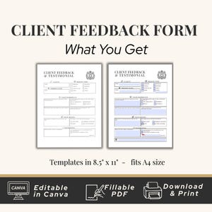 Photography Feedback Template Client Questionnaire Business Instant Download and Print Form Digital Canva Evaluation Session Studio PDF
