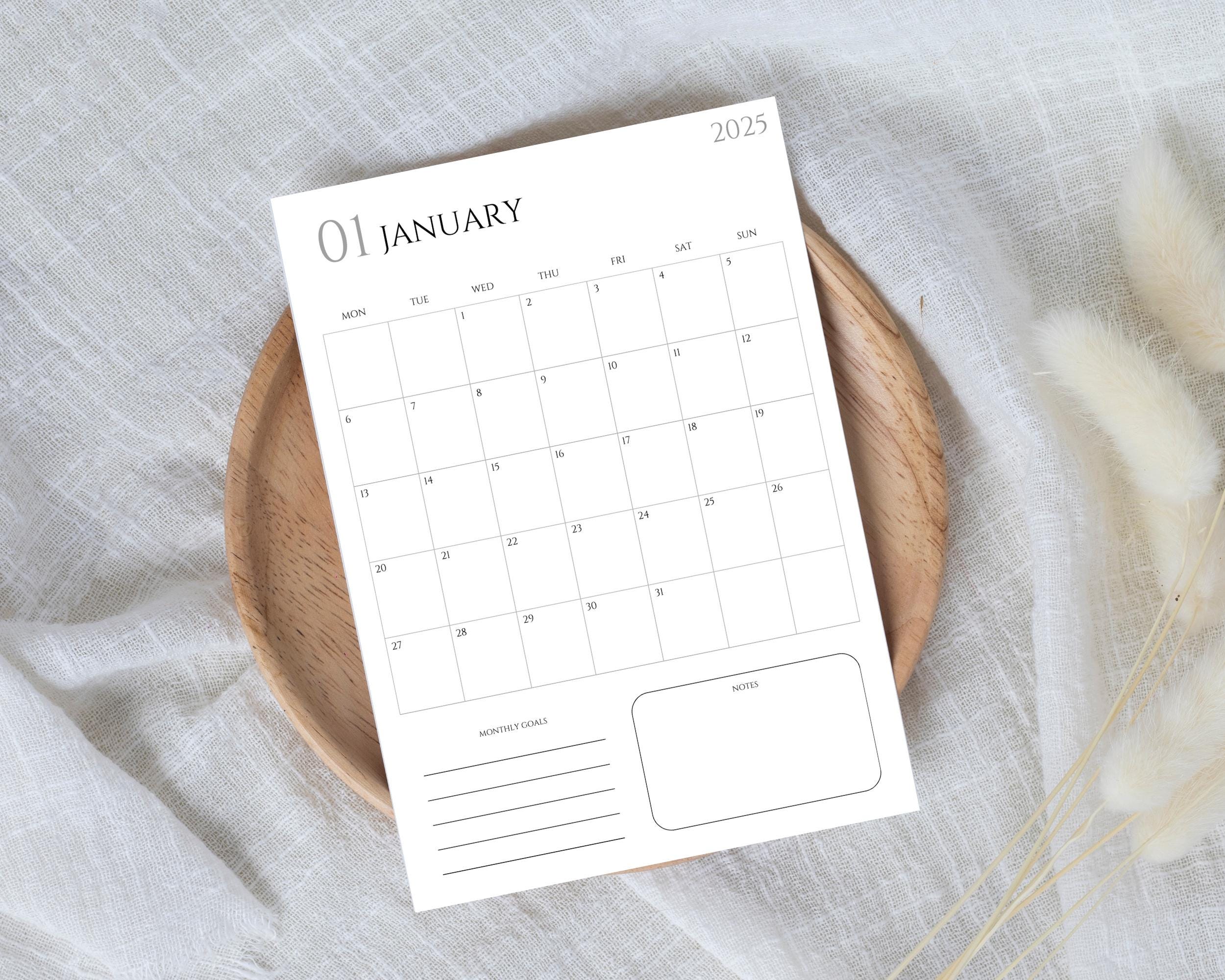Printable Calendar 2025 Landscape Potrait Calendar Minimalist Simple ...