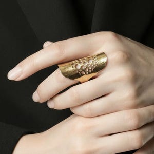 Handmade Brass Full Finger Ring, Abstract Design Jewelry