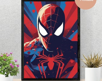 Art mural imprimable Spiderman | Affiche Spiderman | Art mural araignée | Décor d'araignée | Dans Spiderverse