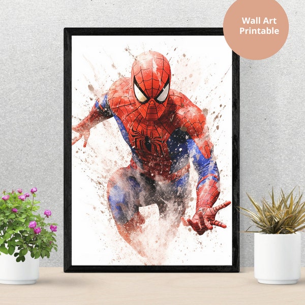 Spiderman Printable Wall Art | Spiderman Poster | Avengers Wall Art | Avenger Decor | Superhero wall art