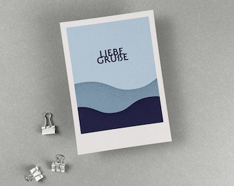 Tarjeta postal de felicitación con texto en formato DIN A6, diseño marítimo sencillo, con o sin sobre