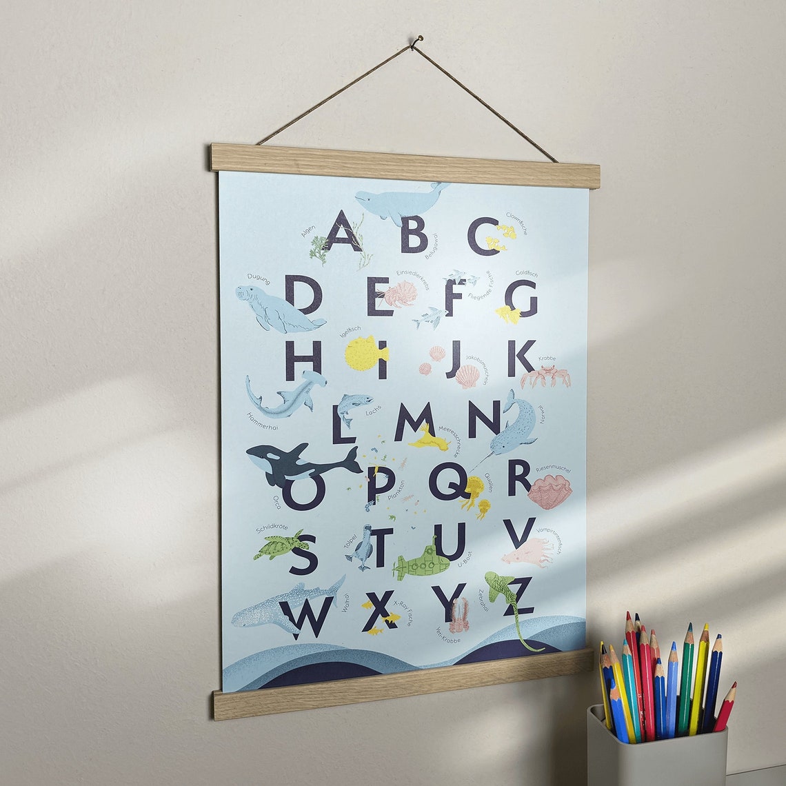 Fioniony Meerestiere Poster DIN A3 – Buntes Kinderposter Fürs Zimmer, Ungerahmt